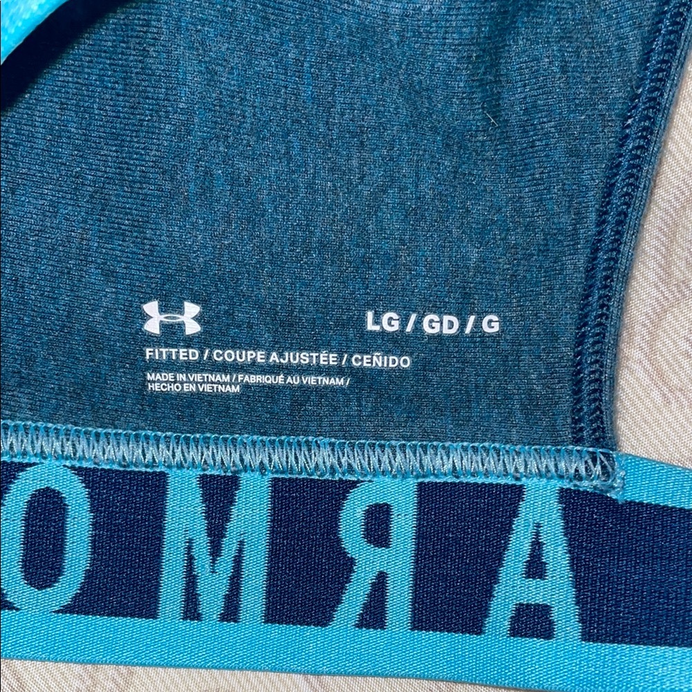 Set of 2 Under Armour Sports Bras Blue and Gray Compression Fit - Picture 7 of 7